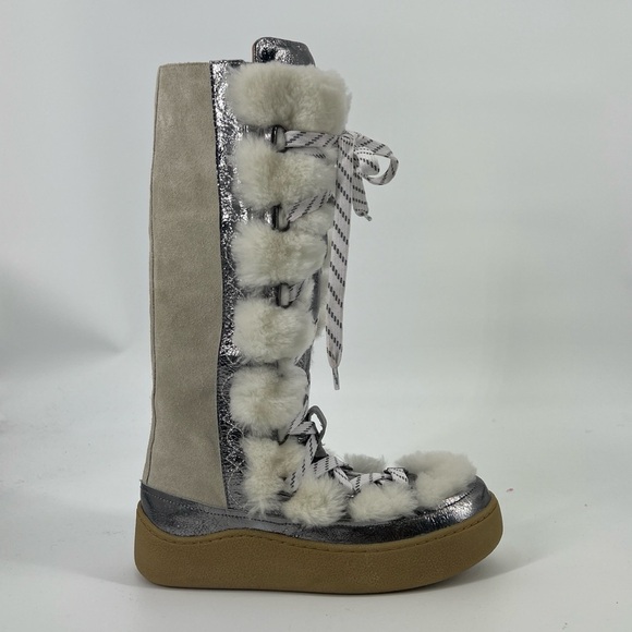 Free People Wilder Mukluk Lace Up Bohemian Suede Shearling Tall Platform Boot 9 - Picture 5 of 14